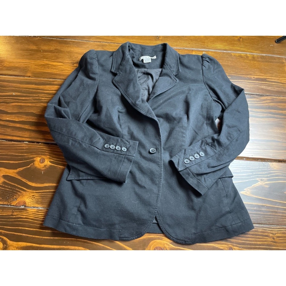 WD-NY Blazer, Women's Size Large, Black, Shoulder Pads, Pockets, Long Sleeves